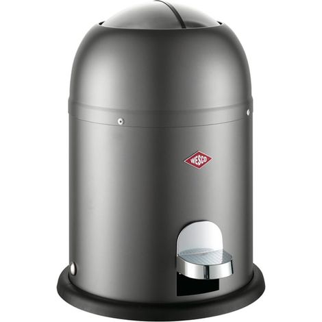 Poubelle de salle de bain, en graphite mat, tôle d'acier revêtue par pulvérisation, volume 6 litres, insert en plastique, pédale (1/5)