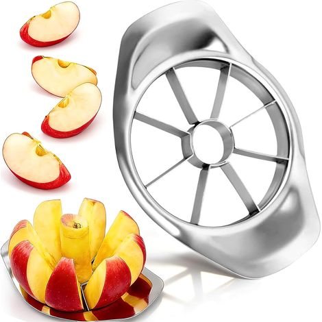 1 Trancheuse Acier Inoxydable, 8 Sections, Poignée Ergonomique, Pour Pomme Et Poire, Cuisine Quotidienne