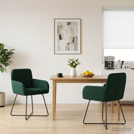 vidaXL Sillas de comedor 2 uds. Terciopelo Verde oscuro (1/5)