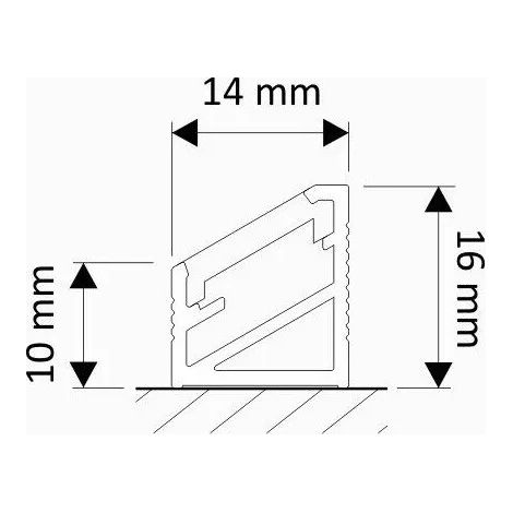 Kit profil led applique - Blanc - 45°. - 14 x 16 mm - longueur 2 m - applique