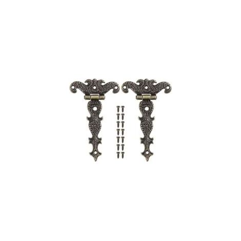 2 bisagras de bronce retro, bisagras de aleación de zinc para muebles con tornillos para joyeros, puertas y armarios - Crezuo (1/4)