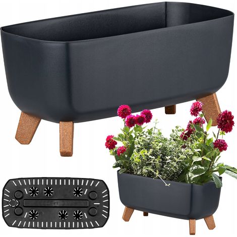 DGCL400-S433 GRACIA CASE POT DE FLEURS LONG SUR PIEDS ANTHRACITE (1/5)