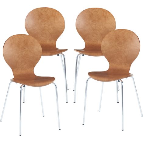 Set di 4 Sedie da Sala Etne Impilabili - color Noce [en.casa] (1/5)