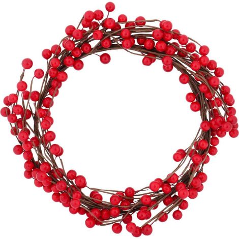 Ghirlanda natalizia di bacche di sorbo, 25 cm - Ornamento decorativo rosso (1/3)