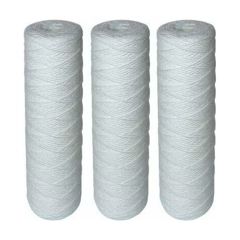 FENOPLASTICALot de 3 Cartouches Filtrantes Bobinées pour Filtre à Eau – Filtration des Sédiments jusqu’à 25 microns – Format Standard Universel 10" pouces – Durée : 1 an (1/4)