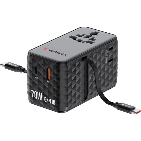 Reiseadapter Verbatim 70W kompakt einziehbar (1/3)