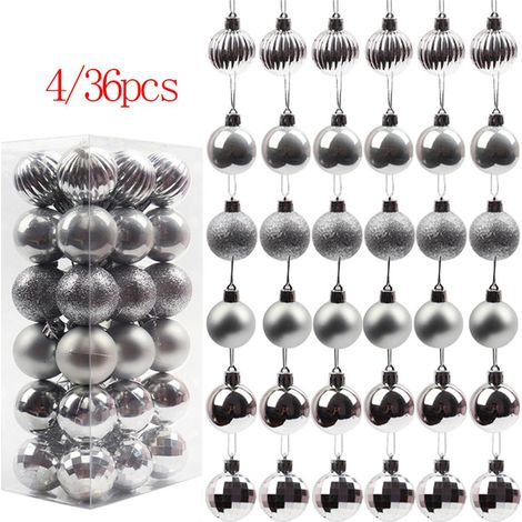 Set mit 36 Weihnachtskugeln, 4 cm, festlicher Baumschmuck, bruchsichere Kunststoffornamente für Geburtstage und Partys (1/2)