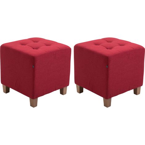 Lot de 2 tabourets bas Pharao en tissu Rouge (1/4)