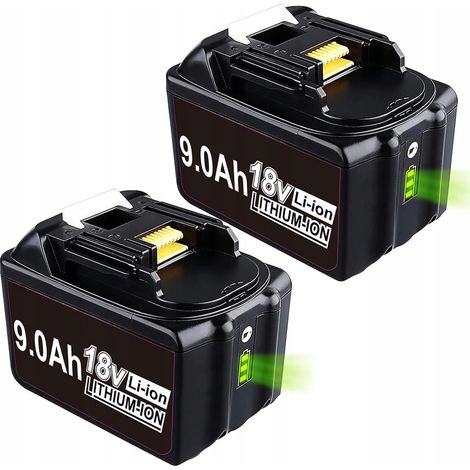 2 batteries Li-ion BL1890B 18V 9,0Ah de remplacement pour les modèles Makita 18V BL1860B, BL1860, BL1850B, BL1850, BL1840B, BL1840 et BL1830, avec indicateur LED