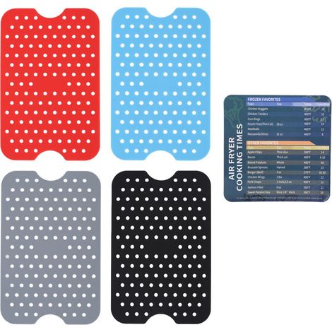 4pcs Reusable Silicone Fryer Liners High Heat Resistance Kitchen Fryer Liners with Cooking Table (1/5)