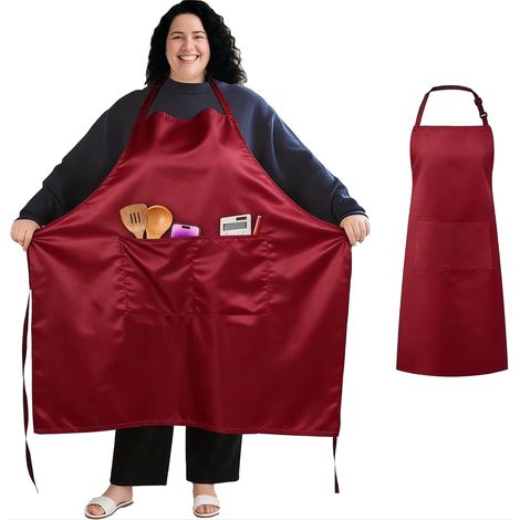 Tablier Cuisine Homme Femme Grande Taille, Tablier de Cuisine Barbecue Femme Homme Réglable Unisexe Maman Papa Chef Serveur BBQ avec 2 Poche (1/5)