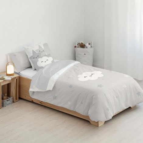 Housse de Couette Gris 175 Fils 155 x 220 cm
