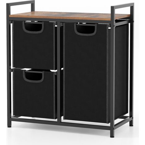 Freestanding Laundry Hamper Laundry Basket Organizer w/3 Pull-Out Removable Bags (1/5)