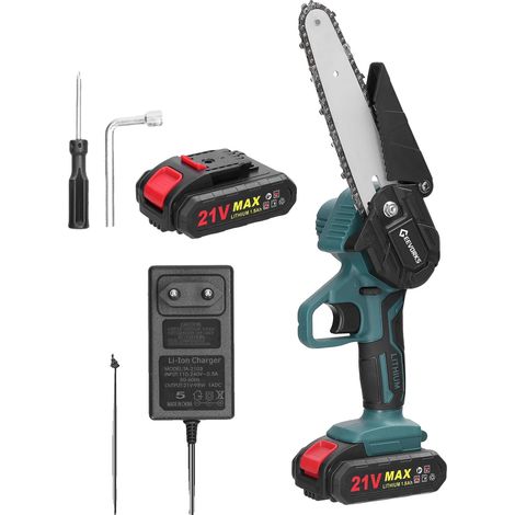 Scie d'élagage électrique, portable, rechargeable, 2 batteries (1/2)