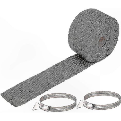 Bande isolante ignifugée pour tuyaux avec 2 clips - Protection anti-brûlure pour cheminées, conduits de chaudière et tuyaux (1/5)