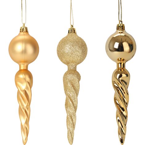 Set de 3 suspensions torsadees de noel or