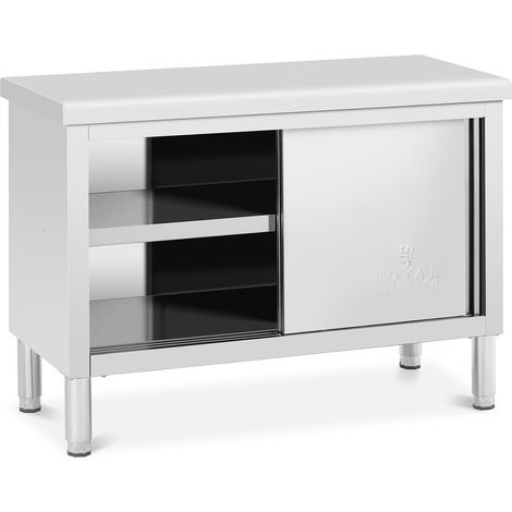 Meuble bas en acier inoxydable armoire en inox armoire de travail en inox 120 x 50 cm capacité de 330 kg (1/4)