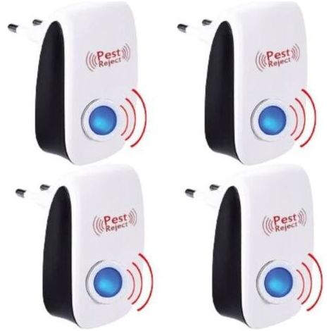 Pack de 4 Appareil Ultrason Souris - et Rats Barrage aux Insectes Repulsif à Tue Mouche Electrique Anti Puissant ultrasons rongeurs (1/4)