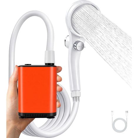 Douche Portable, Douche Camping avec Pumpe, Douche Exterieur avec Batterie, Douchette Camping Portable et Mobile, Idéale pour Randonnée,Voyage,Jardin,Lavage de Voiture (1/5)