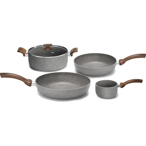 Batteria di Pentole 5 Pezzi in Alluminio Antiaderente Olympia Woody