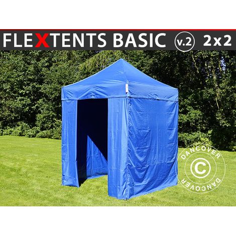 Pop up gazebo FleXtents Basic v.2, 2x2 m Blue, incl. 4 sidewalls