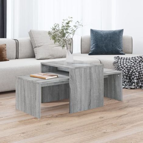 Couchtisch-/Beistelltisch-Set für Wohn-/Schlafzimmer – Sonoma Grau, 100 x 48 x 40 cm, Holzwerkstoff, BV897727 – BonneVie (1/4)