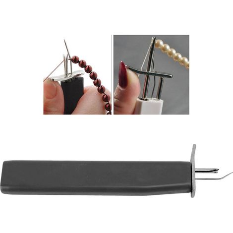 Outil à nouer pour fils perlés, idéal pour la création de bijoux et le bricolage permet de réaliser des nœuds solides – noir (1/5)