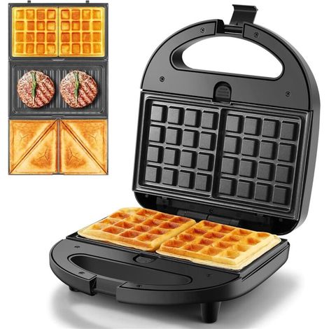 Appareil à gaufre, 750W Gaufrier Electrique, Machine a Gaufre pour 2 Gaufres, Plaques Antiadhésives, Température Automatique, Lumière De Cuisson