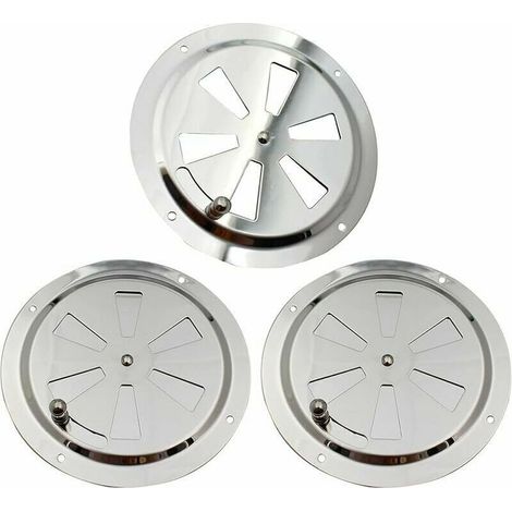 3 pièces grille d'aération ronde en acier inoxydable rosace d'aération 125mm grille d'aération réglable ventilateur branchial pour fumer RV (1/4)