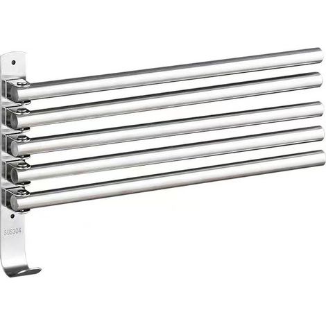 Porte-Serviettes - Acier Inoxydable 304 - Pivotant 180° - Mural Pliable 5 Barres - Salle De Bain Cuisine - 1 Pièce (1/5)