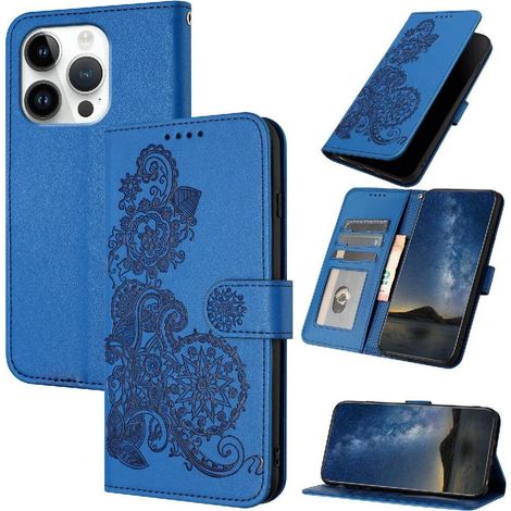 Una custodia a libro per iPhone 16 Pro, realizzata in pelle PU, con chiusura magnetica, scomparti per carte e supporto, che offre una protezione completa.