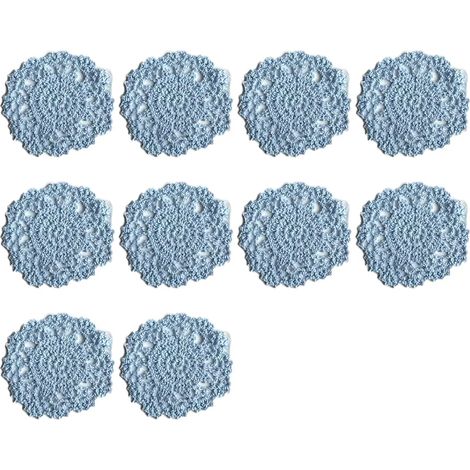 kleine gehäkelte Baumwoll-Spitze-Untersetzer Set, 10, rund, 10 cm (Dunkelblau) (1/5)