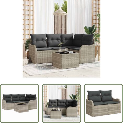Poly-Rattan - Gartensofa-set Hellgrau Poly-Rattan (1/5)