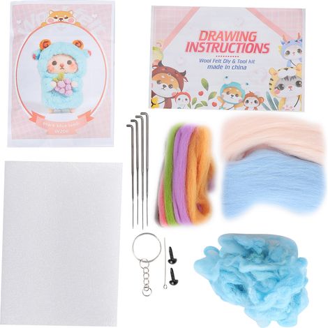 Needle Felting Kit Wool Sheep Doll Plush Doll DIY Making Material Package for Beginner206 Blue (1/5)