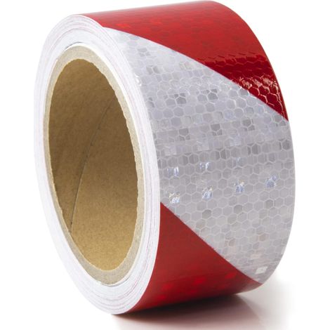 Bande réfléchissante rouge et blanche haute intensité 5 cm x 25 m, bande autocollante d'avertissement réfléchissante 1 pièce (1/5)