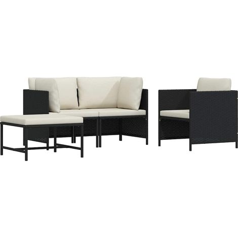 Maison Exclusive - 4-tlg. Garten-Sofagarnitur mit Auflagen Schwar (1/5)