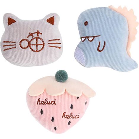 3 Pièces poupée en Peluche broyeurs Jouets de Dentition Chaton Plush Plush poupées à mâcher pour Chat ées en Peluche pour Animaux de Compagnie Courte (1/5)