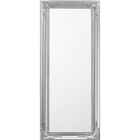 Espejo de pared plateado 51 x 141 cm marco de madera envejecido clásico vintage retro francés sala de estar Bellac