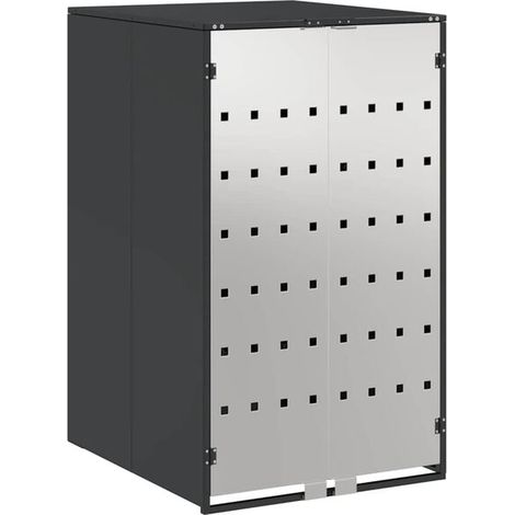 Unité de rangement pour poubelle à roulettes avec couvercle pneumatique relevable, adaptée aux poubelles de 240 litres. (1/5)