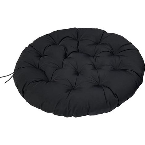 Cojín redondo impermeable para silla Papasan，Cojín de jardín cómodo de 8 cm de grosor，Asiento universal para silla colgante，Negro (1/5)