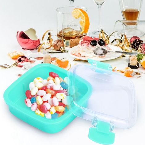 Boîte de rangement alimentaire 12 pièces en plastique grade alimentaire, bleu lac, avec couvercle, pour bonbons, biscuits et snacks (1/5)