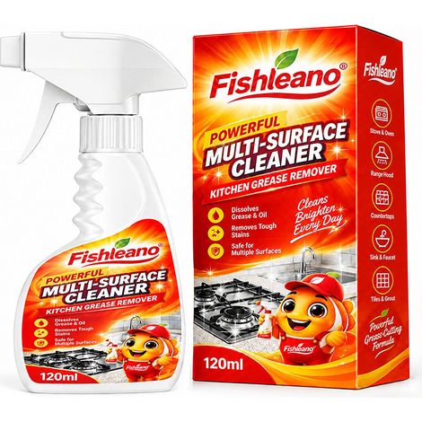 Fishleano Ölfleckenreiniger – Löst hartnäckige Ölflecken in Küchen, zersetzt Fett und reinigt und pflegt die Oberfläche von Kochfeldern und Dunstabzugshauben. (1/5)