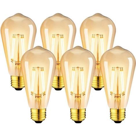 Lot de 6 Ampoules LED 6W Edison Vintage E27 - Ampoule à filament ST64 2200K Blanc Chaud - Equivalent à Ampoule Incandescente 48W (1/4)