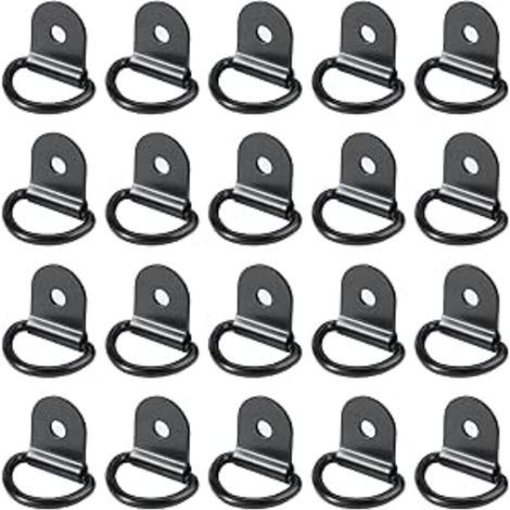 20 pièces Anneaux D'arrimage, INOX,remorque d'anneau Montage d, Rond pour Pliable(36 x 25 mm, Noir) (1/5)