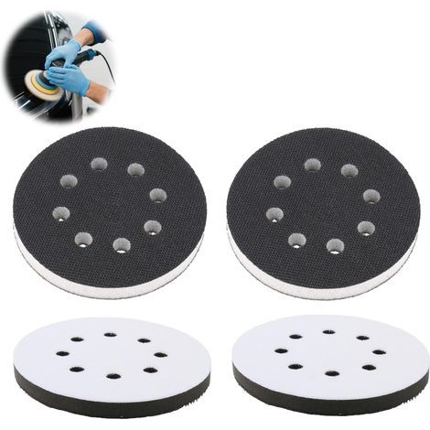 4 Pièces Tampon Interface 125mm à 8 Trous en Mousse Souple pour Rondes, Tampons de Polissage de 125 mm, Tampon Interface en Éponge, pour Disques de Ponçage et Assiettes de Polissage (1/5)