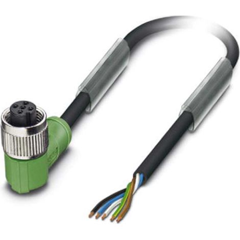 Câble pour capteur M12, PVC, 5 broches, connecteur coudé, codage A, longueur 4,0 mètres, noir profond RAL 9005, câble