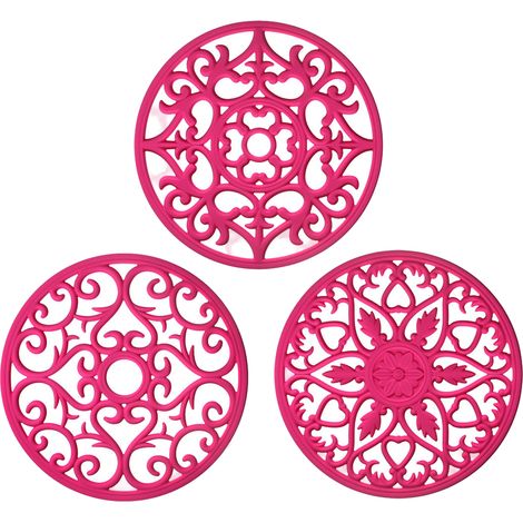Dessous de plat en silicone extra épais pour plats chauds, casseroles et poêles, manique, dessous de plat pour protéger votre table et votre plan de travail, lot de 3 (1/5)