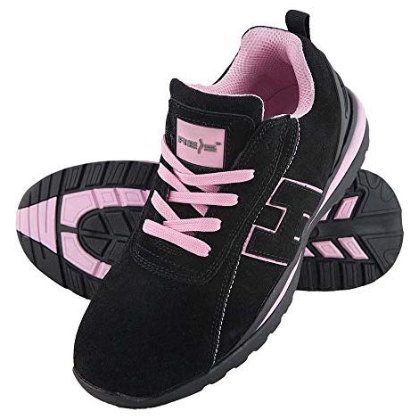 REIS BRARGENTINA Scarpe Antinfortunistiche  Scarpe da Lavoro Donna  Scarpe Antinfortunistiche  Punta in Acciaio  EN ISO 20345 e EN20344  Pelle e Gomma Eva  Nero e Rosa  36 Misure (1/4)