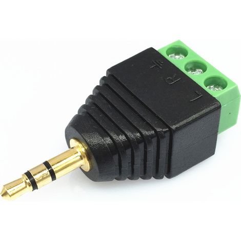 3,5 mm vergoldeter, lötfreier Zweikanal-Audiostecker, 3,5 mm dreiteiliger Kopfhörerstecker, Stereo, grüner Anschluss. (1/5)