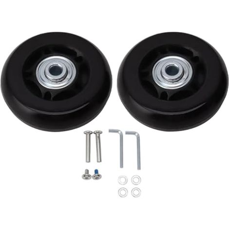 Lot de 2 roues de rechange universelles pour valises et rollers (60 x 24 mm), avec outil de montage. Roues pivotantes en caoutchouc pour valises et rollers. (1/5)